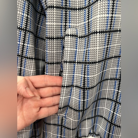 Jian Wang plaid full zip blue and white track jacket Men’s Large - Picture 3 of 16